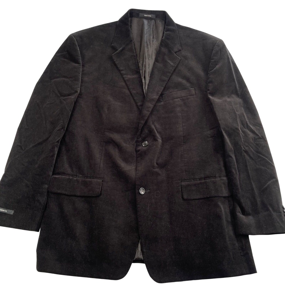 New Apt 9 Sport Coat XXL Black Velvet 2 Button Cotton Paisley Lined Modern Fit